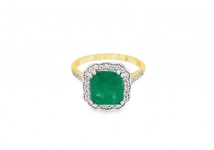 18ct Gold Emerald & Diamond Ring