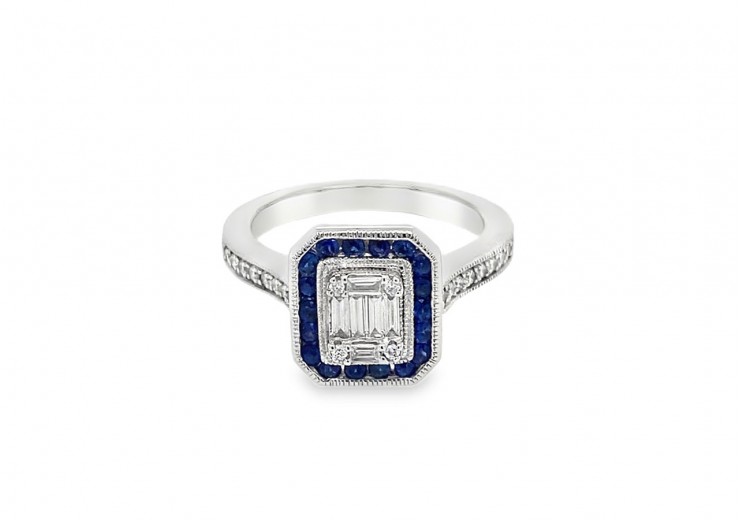 Platinum Sapphire & Diamond Ring