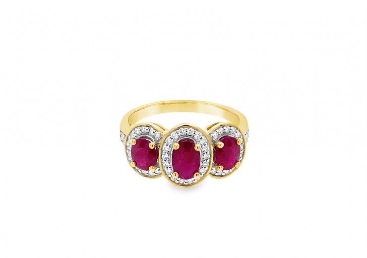 9ct Gold Ruby & Diamond Trilogy