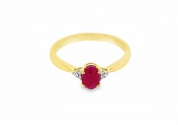 9ct Yellow Gold Ruby & Diamond Ring