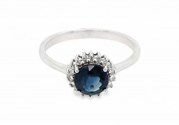 9ct White Gold Sapphire & Diamond Cluster Ring