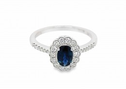 9ct White Gold Sapphire & Diamond Cluster Ring