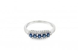 9ct White Gold Sapphire & Diamond Ring