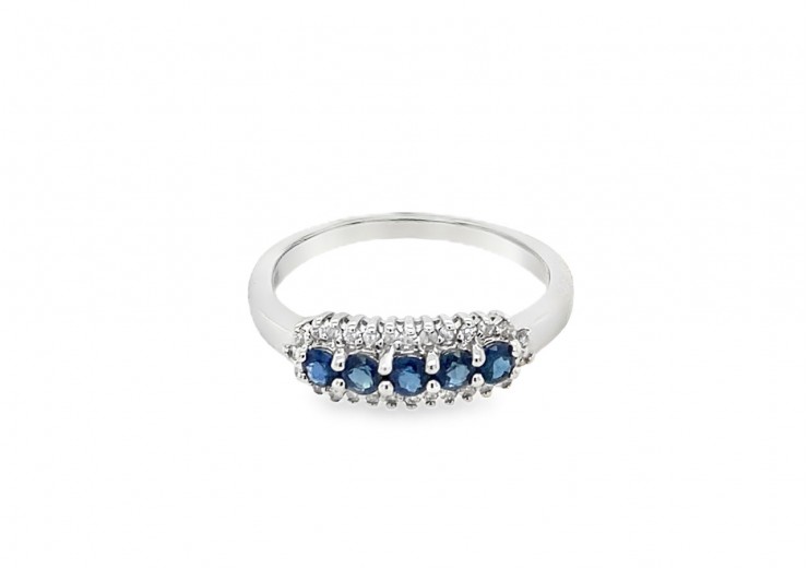 9ct White Gold Sapphire & Diamond Ring