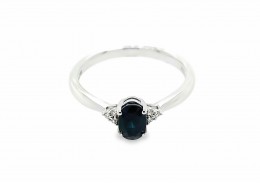 9ct White Gold Sapphire & Diamond Ring