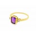 9ct Yellow Gold Amethyst & Diamond Ring