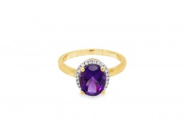 9ct Gold Amethyst & Diamond Ring 9ct Gold Amethyst & Diamond Ring