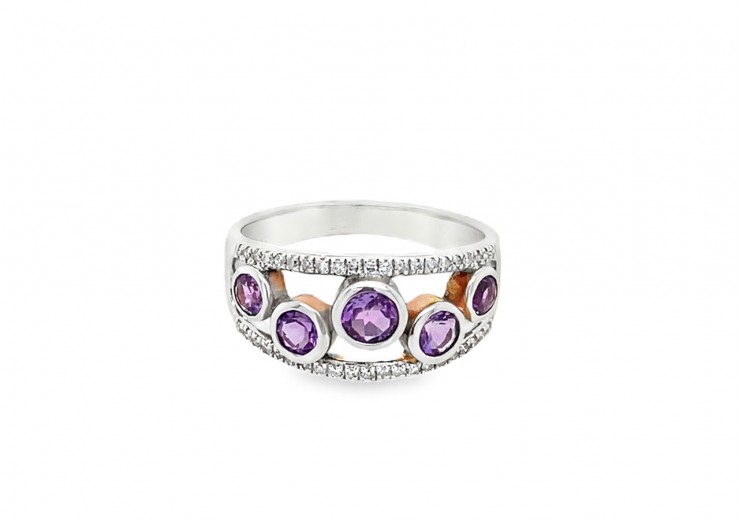 9ct  White Gold Fancy Amethyst Ring