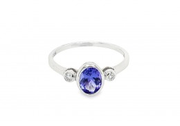 9ct White Gold Tanzanite & Diamond Ring