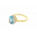 9ct Yellow Gold Blue Topaz & Diamond Ring