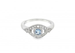 9ct White Gold Aquamarine & Diamond Ring