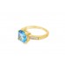 9ct Gold Blue Topaz & Diamond Ring