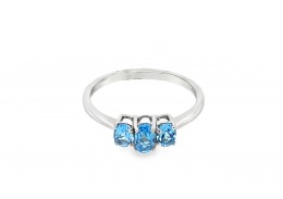 9ct White Gold Blue Topaz Trilogy