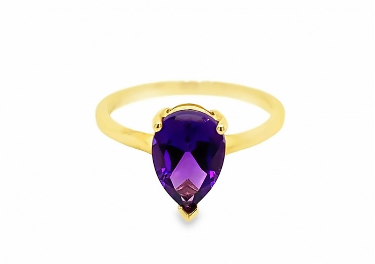 9ct Yellow Gold Amethyst Ring