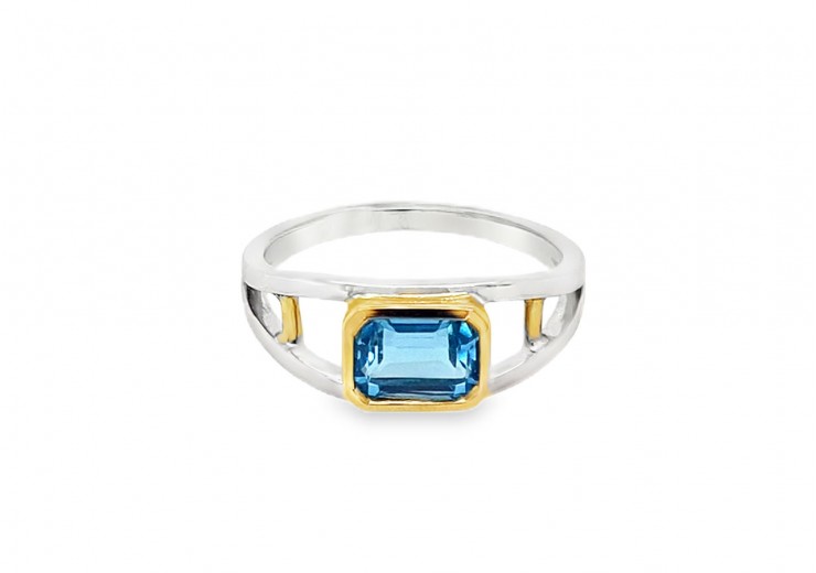 9ct White Gold Blue Topaz Ring