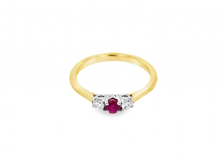 18ct Gold Ruby & Diamond Trilogy