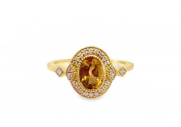 9ct Yellow Gold Citrine & Diamond Ring 9ct Yellow Gold Citrine & Diamond Ring