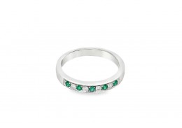 18ct White Gold Emerald & Diamond Eternity Ring