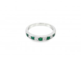 18ct White Gold Emerald & Diamond Eternity Ring