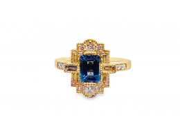 9ct Yellow Gold Topaz & Diamond Art Deco Style Ring 9ct Yellow Gold Topaz & Diamond Art Deco Style Ring