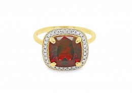 9ct Yellow Gold Garnet & Diamond Ring