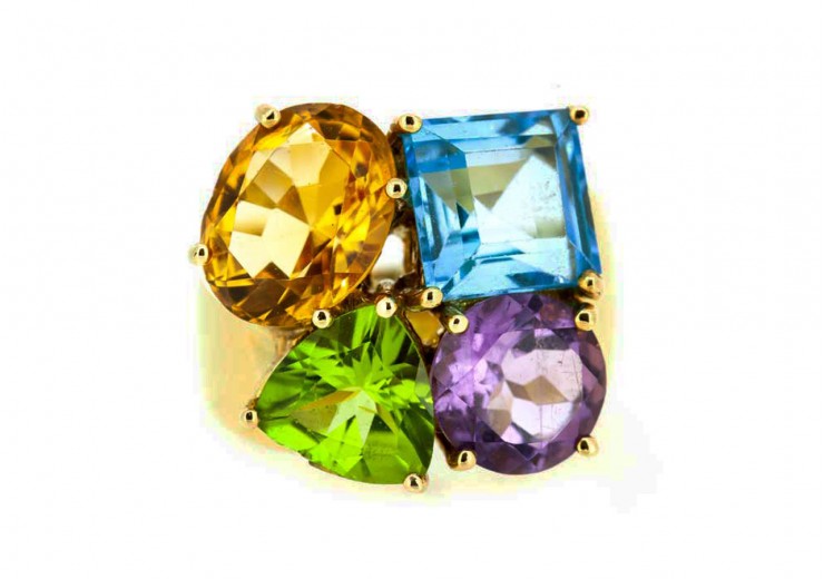 Pre-owned 18ct Yellow Gold Multi Gem Ring
