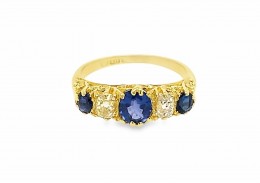 Pre-owned Vintage 18ct Yellow Gold Sapphire & Diamond Ring