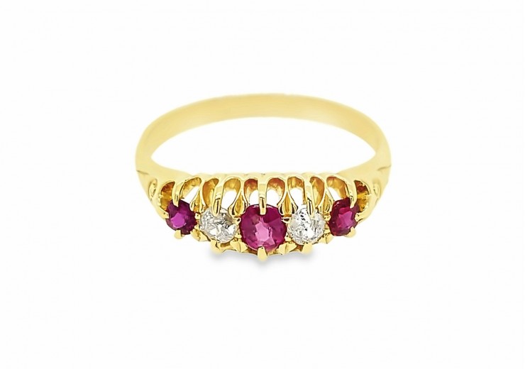 Pre-owned 18ct Yellow Gold Ruby & Diamond Eternity Ring