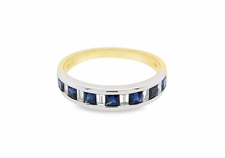 Pre-owned 18ct Yellow Gold Sapphire & Diamond Eternity Ring