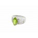 Pre-owned 18ct White Gold Peridot & Diamond Ring