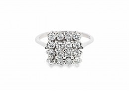 Pre-owned 18ct White Gold Diamond Square Cluster Ring