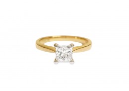 Pre-owned 18ct Yellow Gold Princess Cut Diamond Solitaire Ring 1.08ct