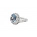 Pre-owned Platinum Aquamarine & Diamond Cluster Ring