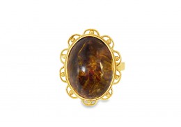 Pre-owned 14ct Yellow Gold Tigers Eye Dress Ring