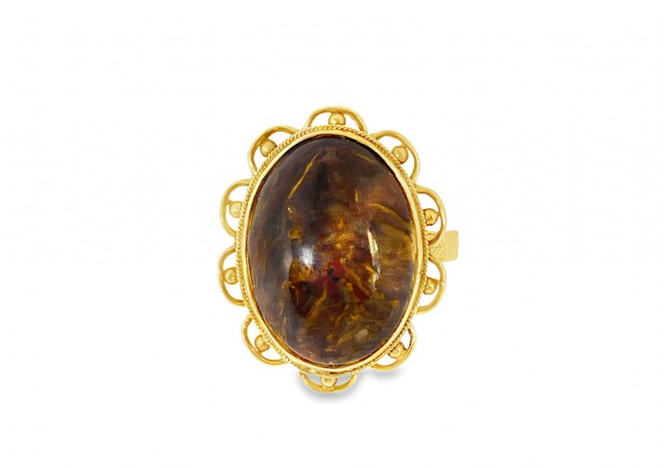 Pre-owned 14ct Yellow Gold Tigers Eye Dress Ring