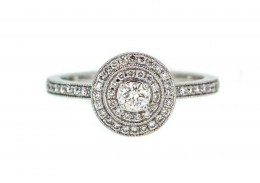 Pre-owned 18ct White Gold Diamond Double Halo Ring