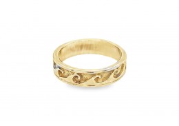 Pre-owned 9ct Yellow Gold Wave Patterned Ring