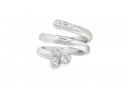 Pre-owned Palladium Diamond Spiral Dress Ring
