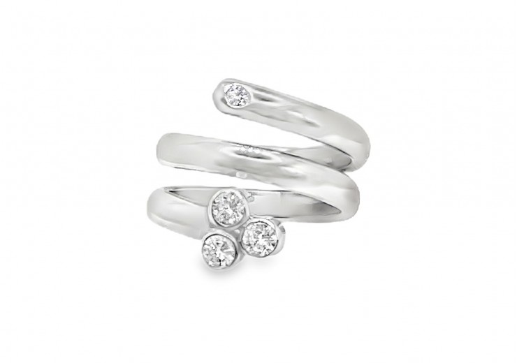 Pre-owned Palladium Diamond Spiral Dress Ring