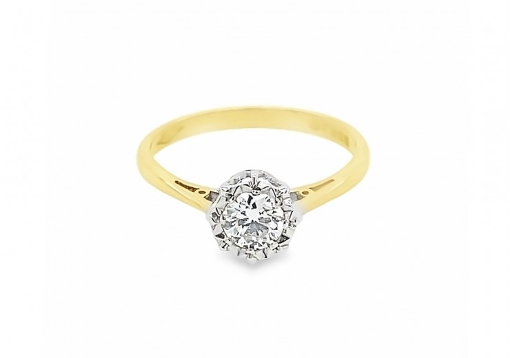 Pre-owned Vintage18ct Yellow Gold Diamond Solitaire Ring