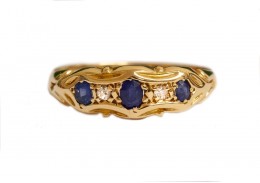 Pre-owned Antique 18ct Yellow Gold Sapphire & Diamond Ring