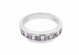 Pre-owned 18ct White Gold Pink Sapphire & Diamond Eternity Ring