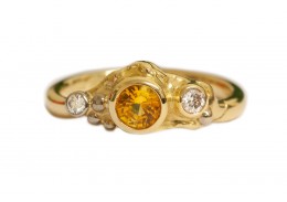 Pre-owned 18ct Yellow Gold Yellow Sapphire & Diamond Ring 
