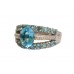 Pre-owned 14ct White Gold Blue Topaz Dress Ring 