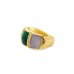 Pre-owned 18ct Yellow Gold Malachite, Mother of Pearl & Diamond Band Ring