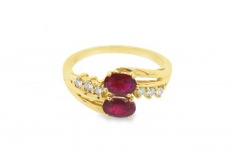 Pre-owned 18ct Yellow Gold Ruby & Diamond Twist Ring