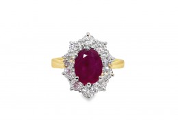 Pre-owned 18ct Yellow Gold Ruby & Diamond Cluster Ring Pre-owned 18ct Yellow Gold Ruby & Diamond Cluster Ring