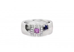 Pre-owned 18ct White Gold Pink Sapphire & Diamond Ring