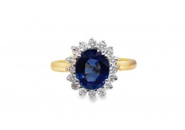 Pre-owned 18ct Yellow Gold Sapphire & Diamond Cluster Ring Pre-owned 18ct Yellow Gold Sapphire & Diamond Cluster Ring