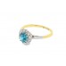 Pre-owned 18ct Yellow Gold Blue Zircon & Diamond Cluster Ring